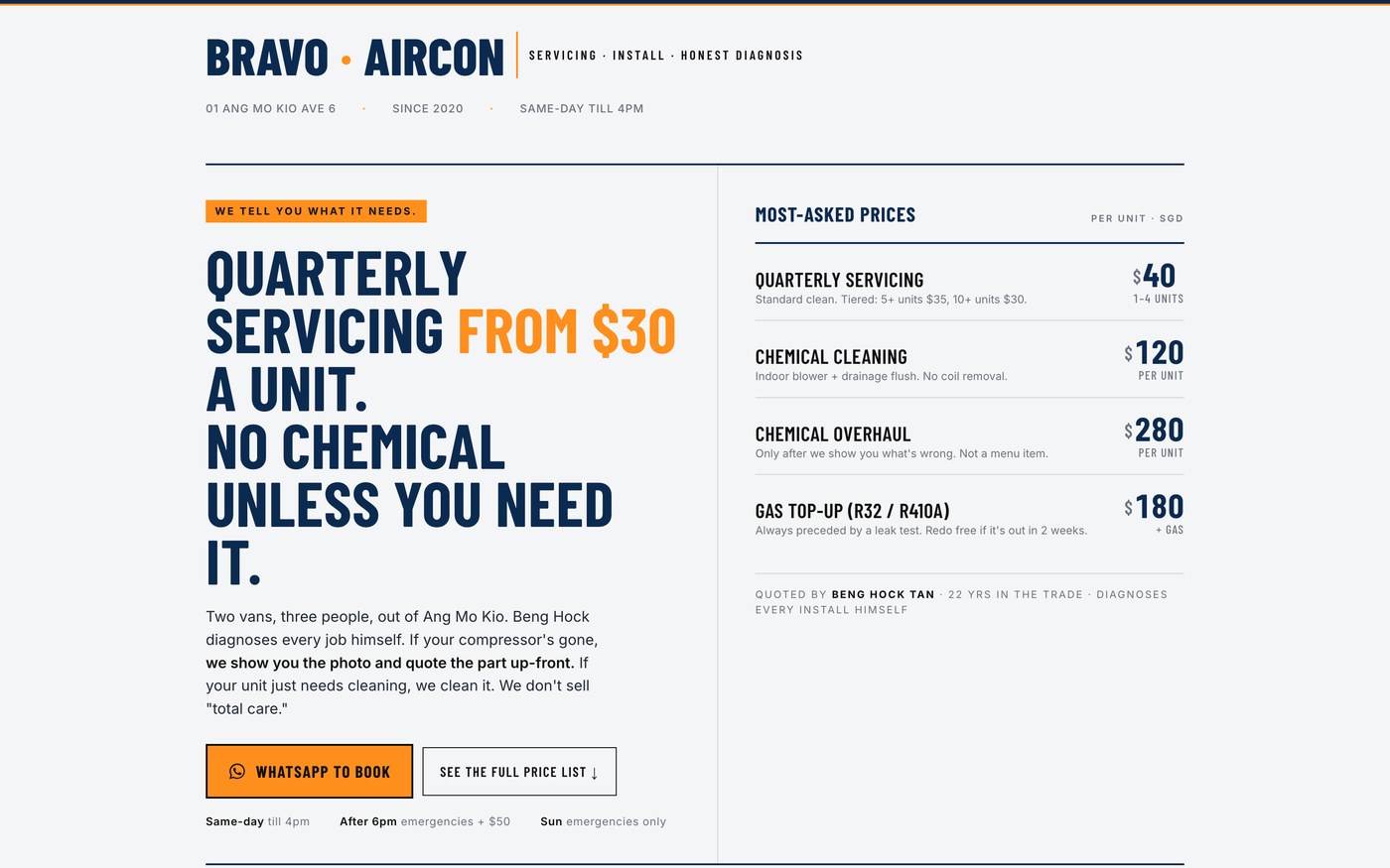 Bravo Aircon website, built by Katalyst